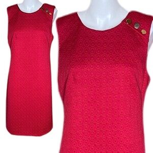 Cappagallo Shift Dress Quilt Look Fire Red Size 8